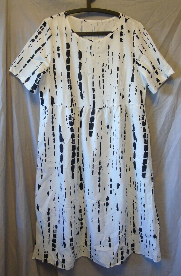 White Black Pattern Maxi Dress Size 20 2XL Shein