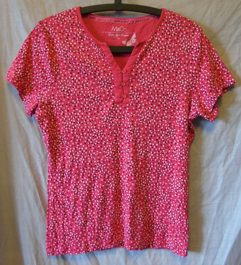 Pink Spotty T-Shirt Top Size 16 M&Co