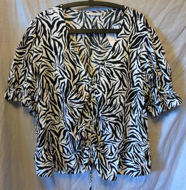 Black White Patterned Blouse Top Size 22 George