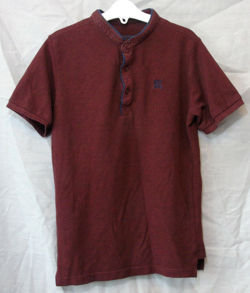 Maroon Fleck Collarless Polo Shirt Age 10 Years Matalan