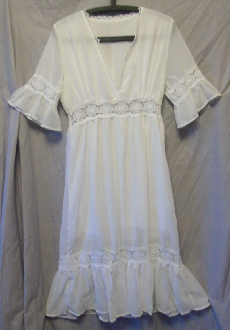 White Lace Trim Long Nightdress Size 8 Shein