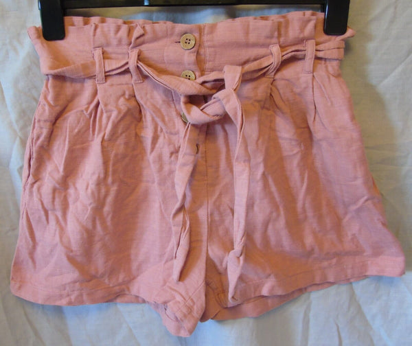 Pink Cotton Belted Shorts Size 8 Primark