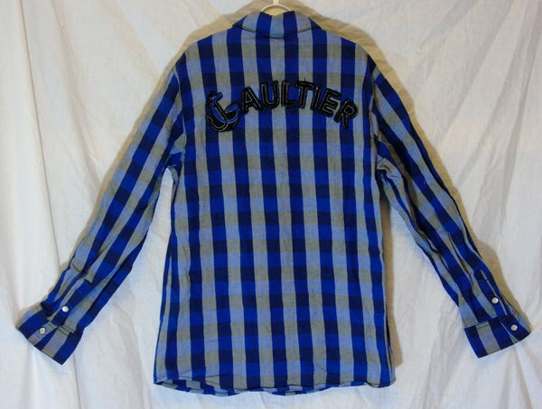 Boys Gaultier Blue Grey Stripe Logo Smart Casual Long Sleeve Shirt Age 8 Years