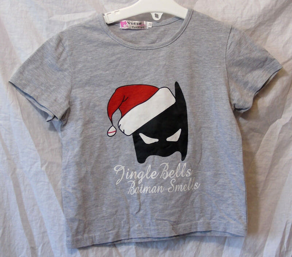 Grey Jingle Bells Batman Smells Funny Xmas T-Shirt Top Age 3 Years Vogue