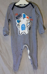 Blue Stripe Long Sleeve Bodysuit Age 0-3 Months Nutmeg