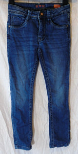 Blue Whiskered Denim Regular Fit Jeans Age 6 Years