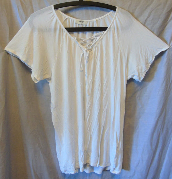 White Tie Front T-Shirt Top Size 18 L Matalan