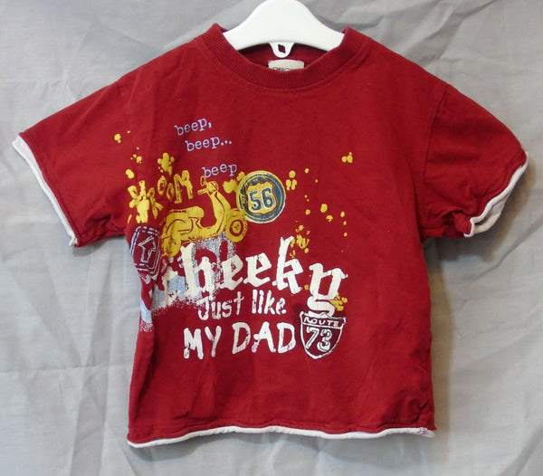 Red Cheeky Like Dad T-Shirt Top Age 18-24 Months Cherokee