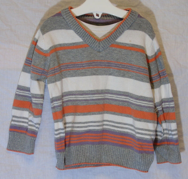 Grey Stripe Jumper Age 12-18 Months M&S Autograph