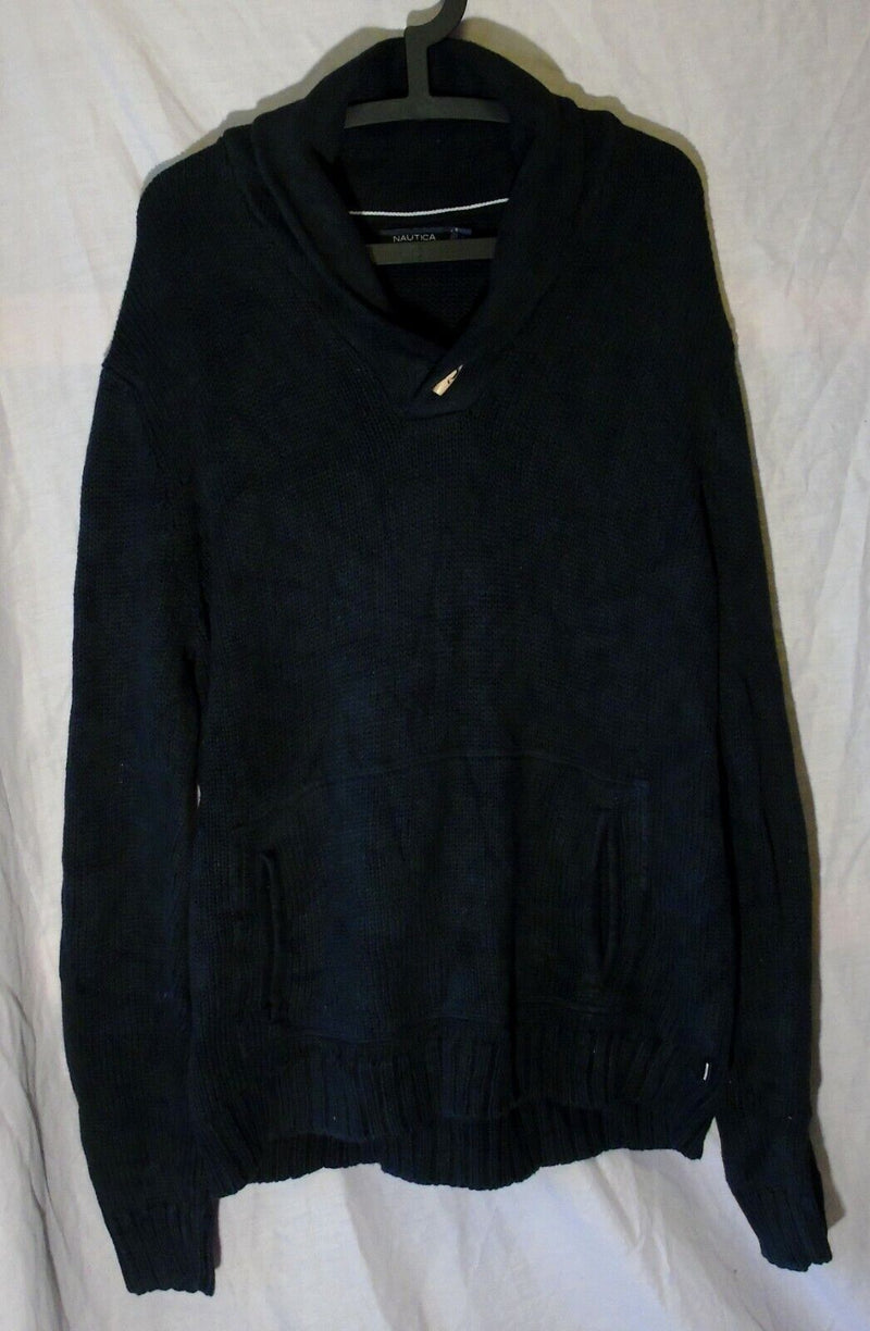 Black Shawl Neck Jumper Size L Large Nautica