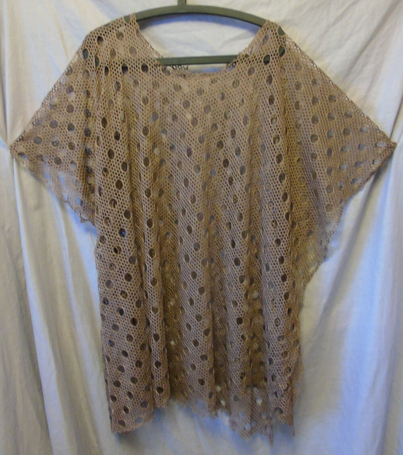 Brown Embroidered Beach Cover Up One Size Plus Luxe