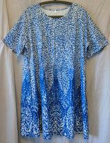 Blue White Pleat Front Floral Chemise Nightie Size 20 2XL Shein