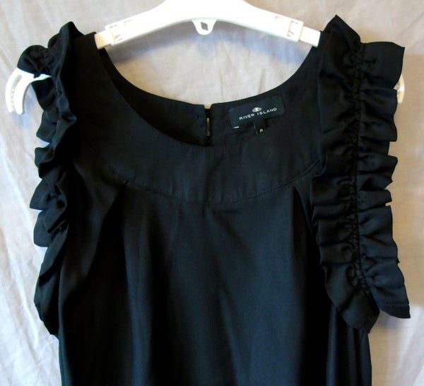 Black Ruffled Blouse Top Age 13-14 Years River Island UK8