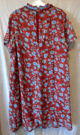 Red Floral Dress En Creme Size 12 Age 14-15 Years