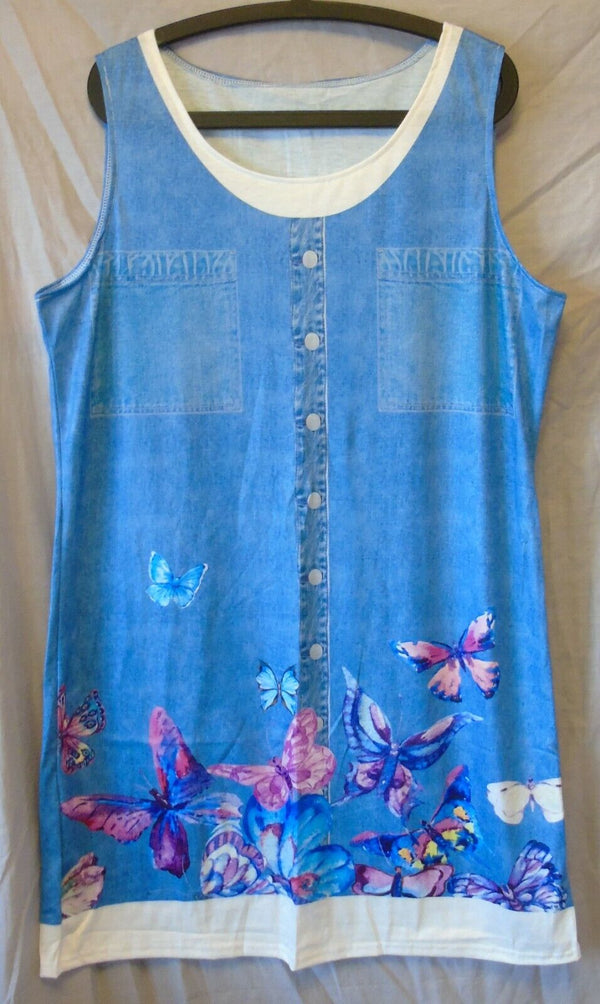 Blue Faux Denim Look Dress Size 16 Shein