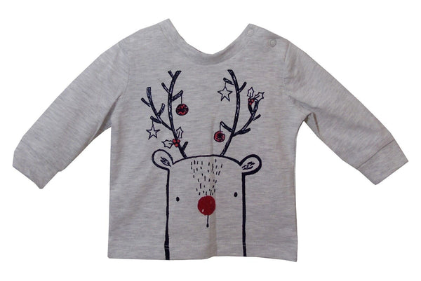 Grey Xmas Long Sleeve Top Age Newborn F&F