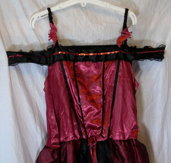 Black Satin Halloween Dress Age 13-14 Years F&F