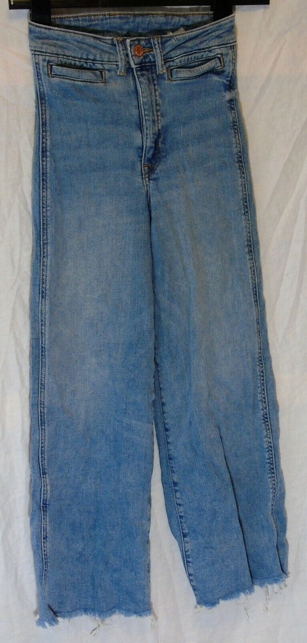 Blue Whiskered Frayed High Waist Jeans Age 7 Years H&M