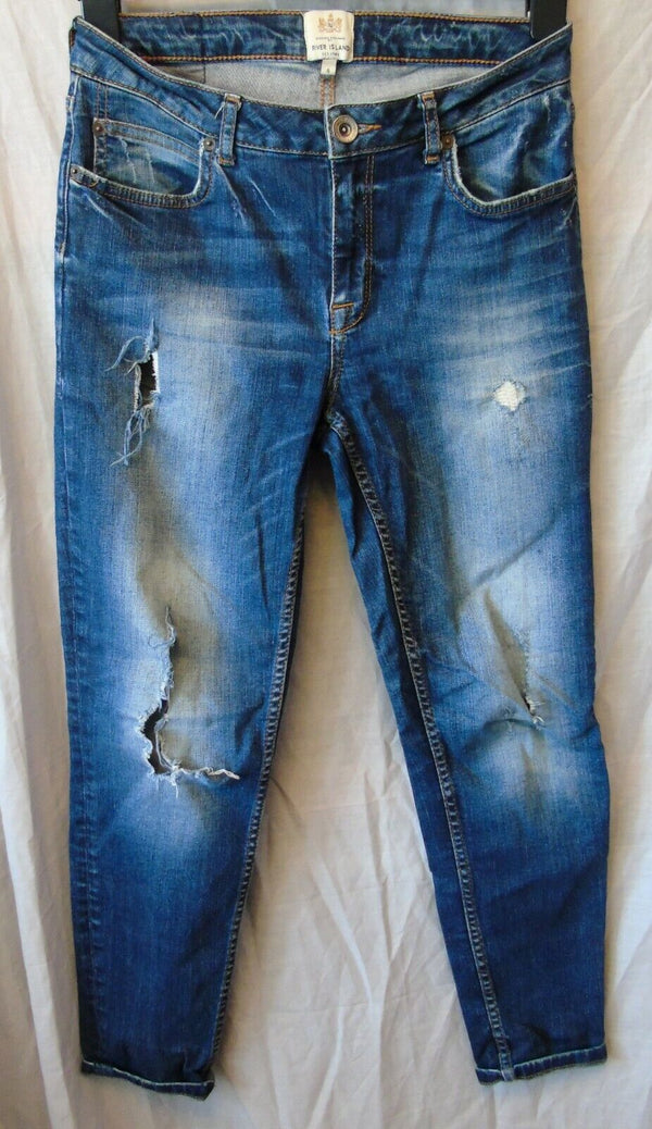 Dark Blue Whiskered Ripped Jeans Age 15-16 Years River Island UK8