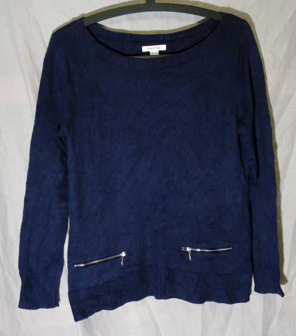 Dark Blue Thin Knit Jumper Size 12 S Small Nautica