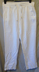 White Linen Look Trousers Size 12 Shein 27" Leg