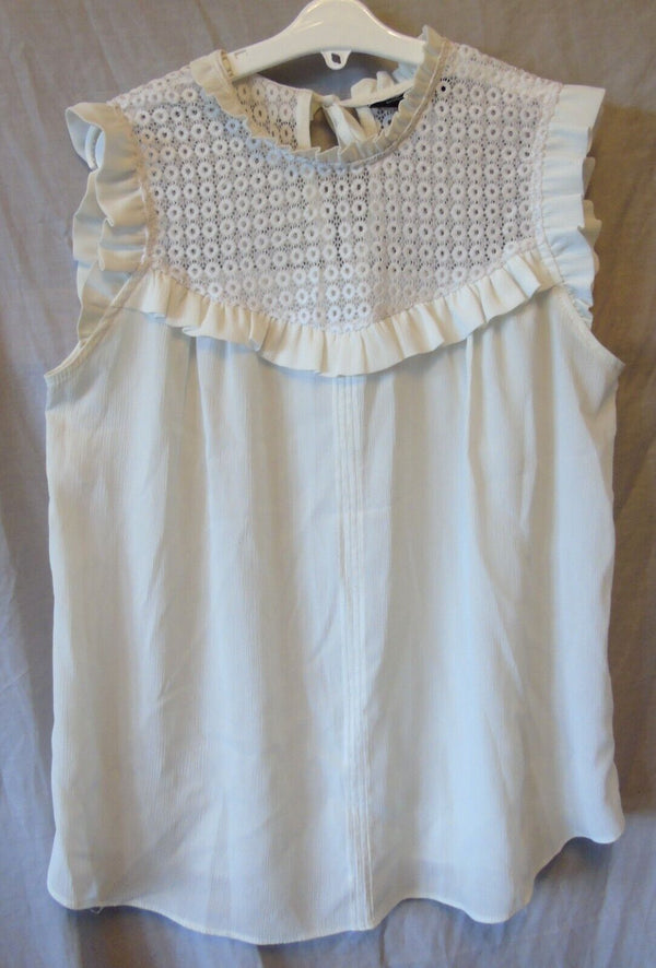 White Ruffled Blouse Top Dorothy Perkins Size 10