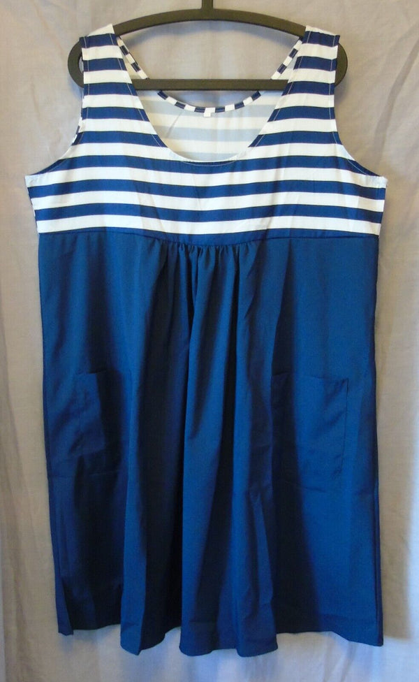 Blue White Stripe Midi Dress Size 20 2XL Shein Curve