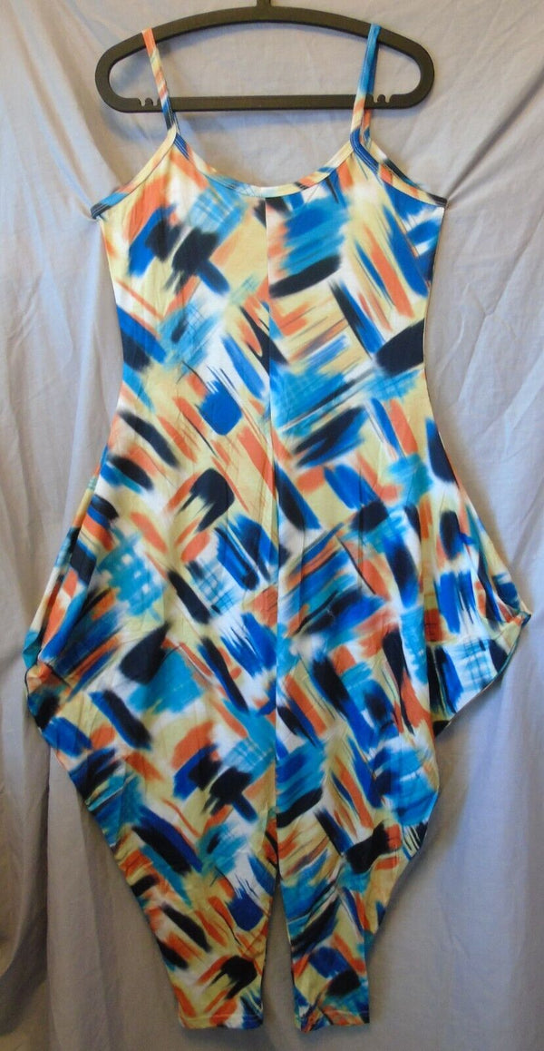 Blue Abstract Pattern Jumpsuit Size 22 3XL Shein Curve