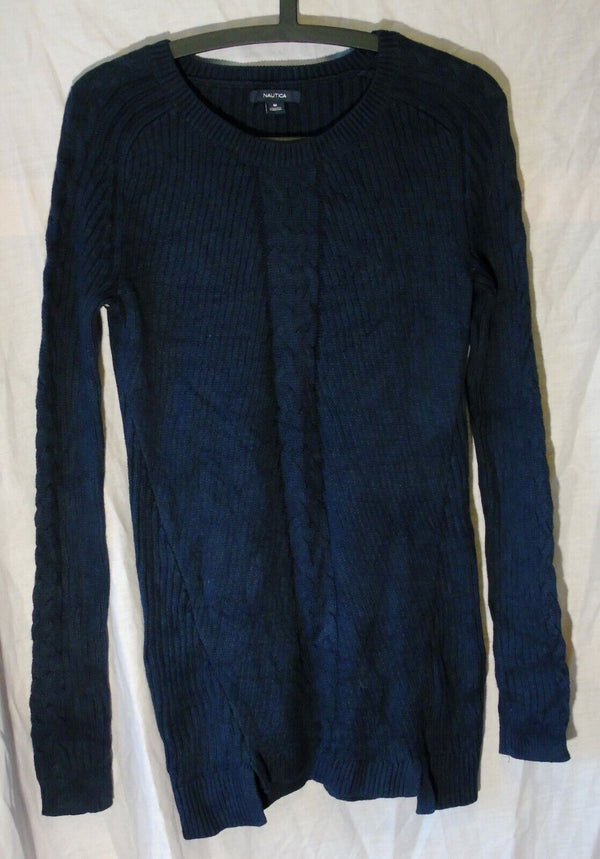 Dark Blue Cable Knit Jumper Size 14 M Medium Nautica