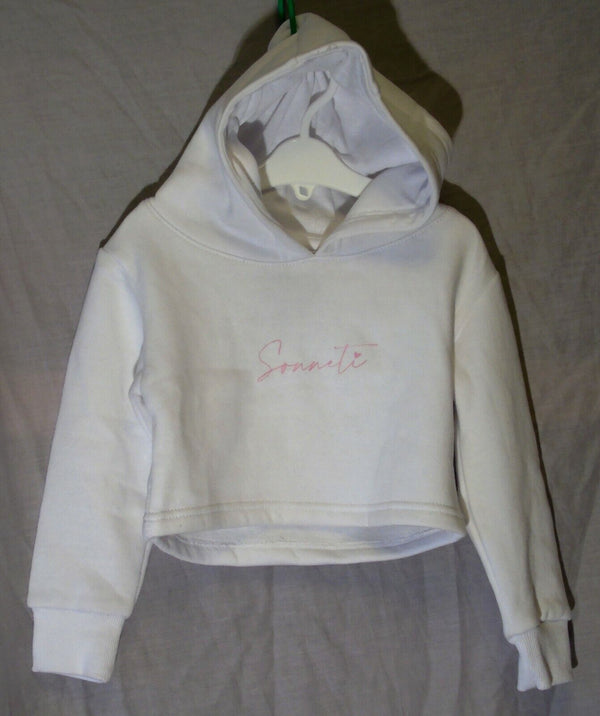 White Cropped Hooded Sweater Hoodie Age 3-4 Years Sonneti