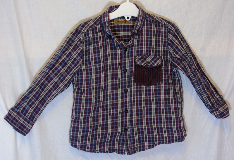 Maroon Check Long Sleeve Shirt Age 2-3 Years Next