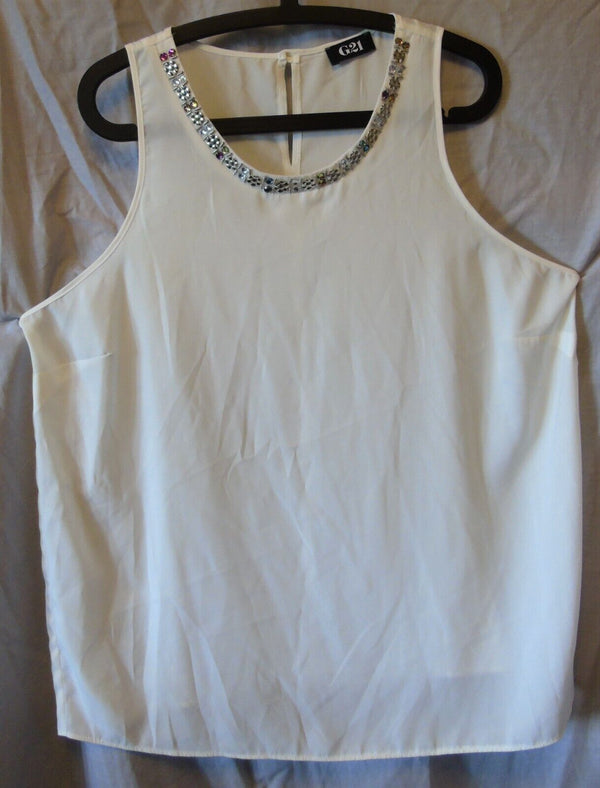 Cream White Sparkly Jewels Blouse Top Size 20 George