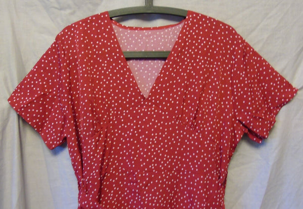 Red Spotty Swing Dress Size 16 Shein