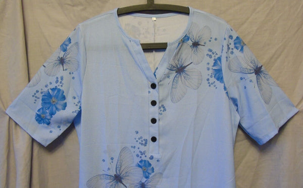 Blue Butterfly Summer Dress Size 16 Shein