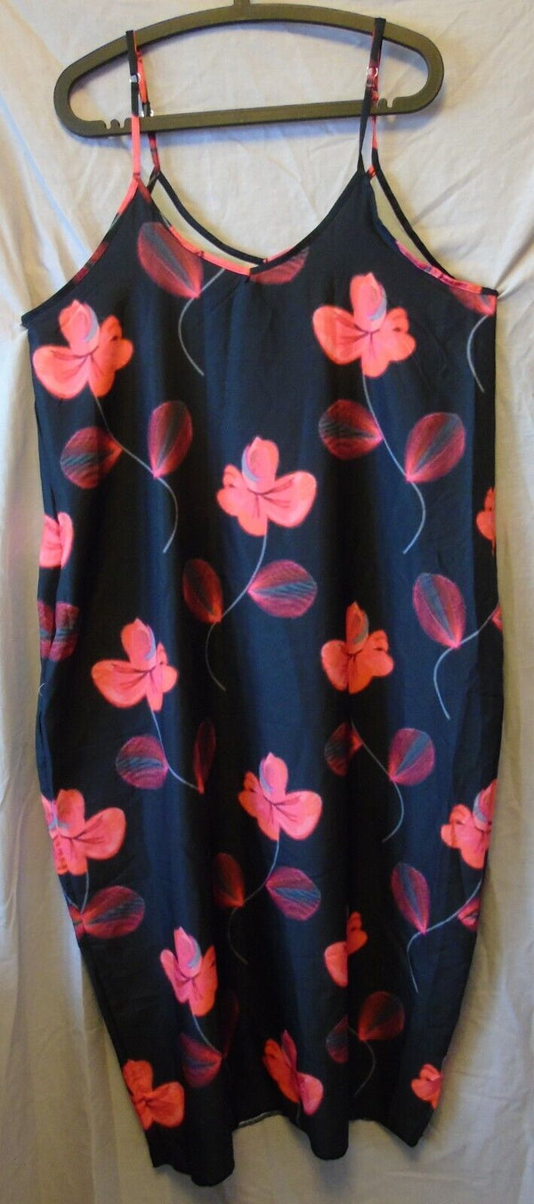 Black Red Floral Satin Maxi Dress Size 18 Shein