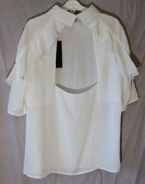 White Ruffle Blouse Top Age 13-14 Years Fashion Union UK 10