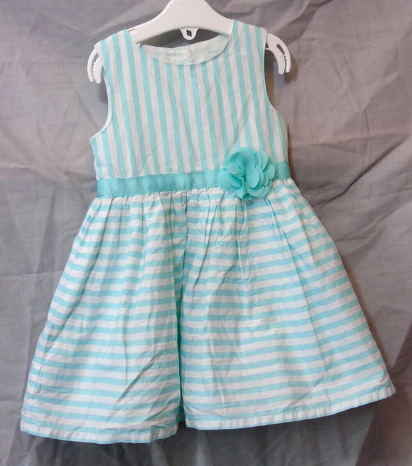 Mint Green Stripe Party Dress Age 9-12 Months Primark