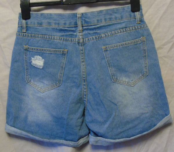 Blue Distressed Denim Hotpants Shorts Size 10 Shein