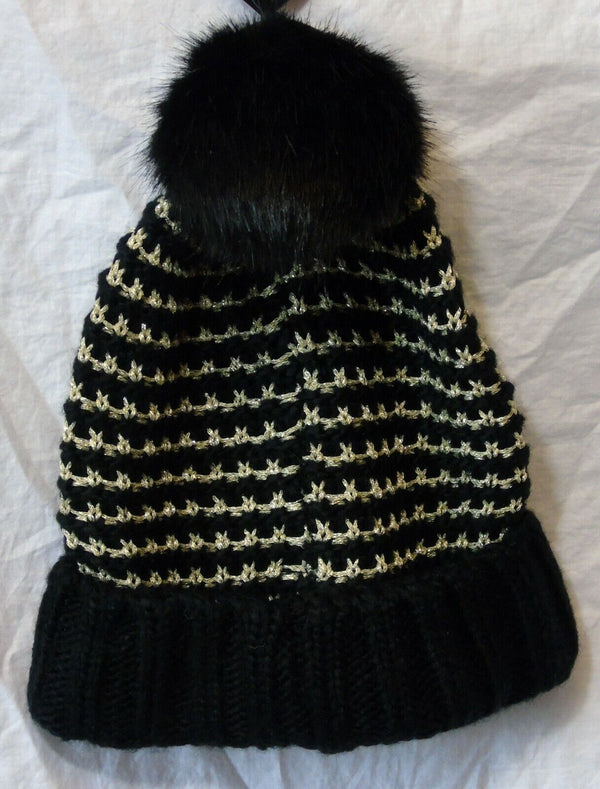 Black Sparkly Knit Winter Bobble Hat Age 10-12 Years Next