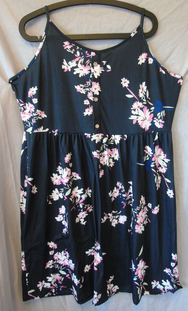 Black Pink Floral Floaty Summer Dress Size 16 XL Shein