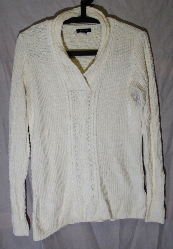 Cream White Cable Knit Jumper Size 14 M Medium Nautica