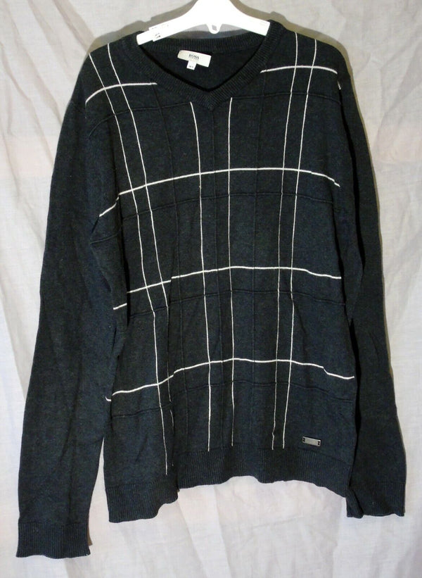 Grey Check V-Neck Jumper Age 14 Years Hugo Boss