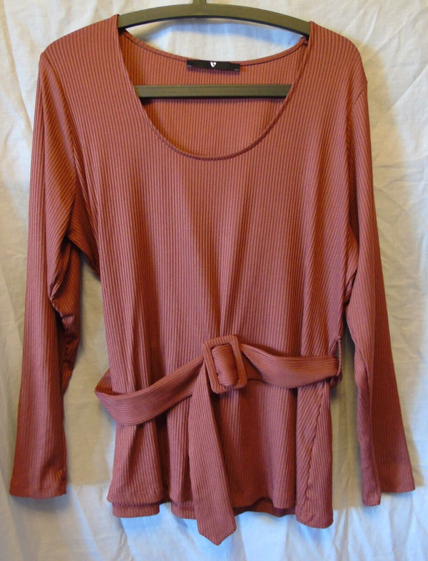 Russet Brown Belted Top Size 18 Very