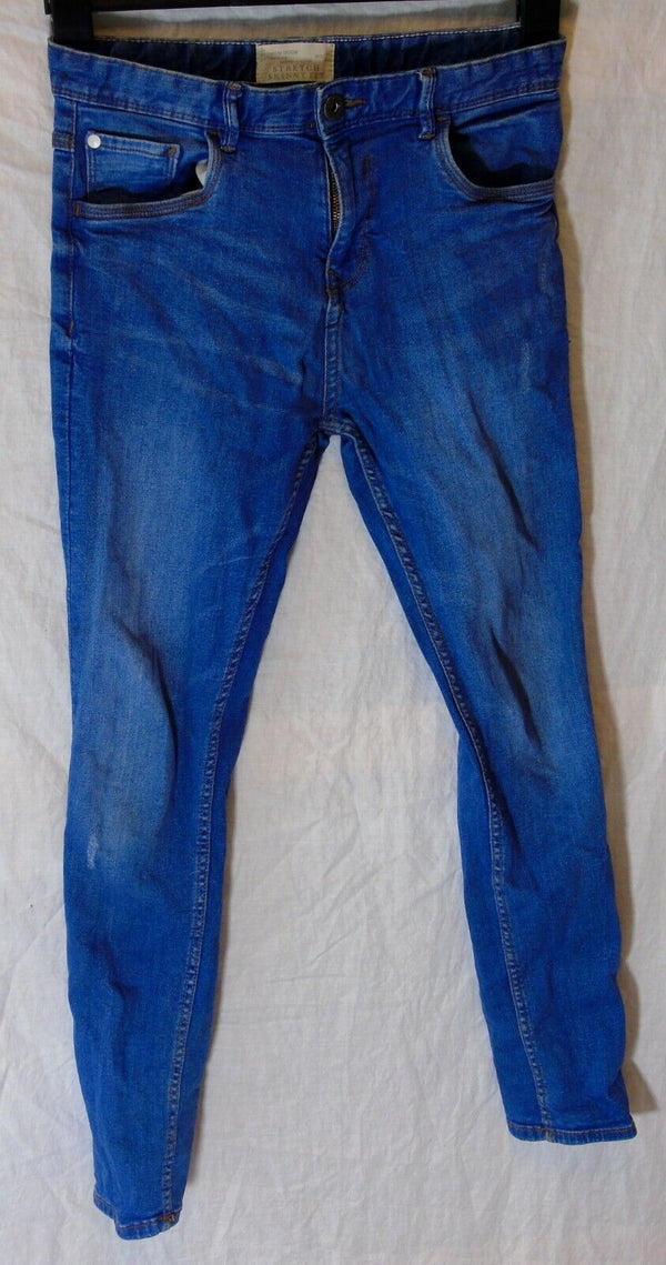 Blue Whiskered Distressed Stretch Skinny Fit Jeans Age 13 Years Matalan