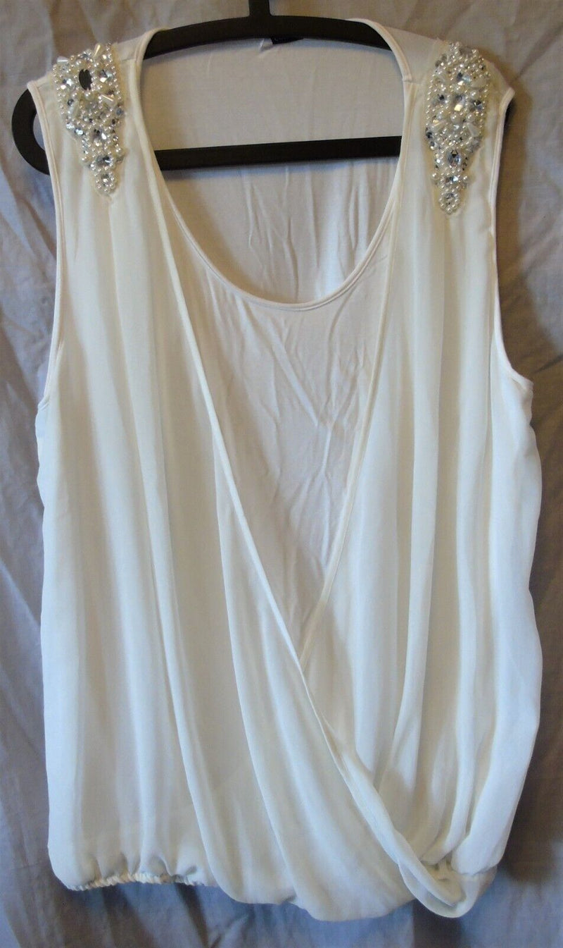 Cream White Jewels Beaded Blouse Top Size 20 George