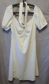 White Halterneck Dress Size 18 Pink Clove