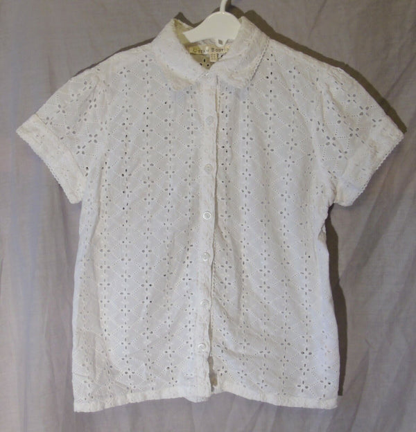 Girls Uttam White Embroidered Collared Shirt Blouse Top Age 13-14 Years UK10