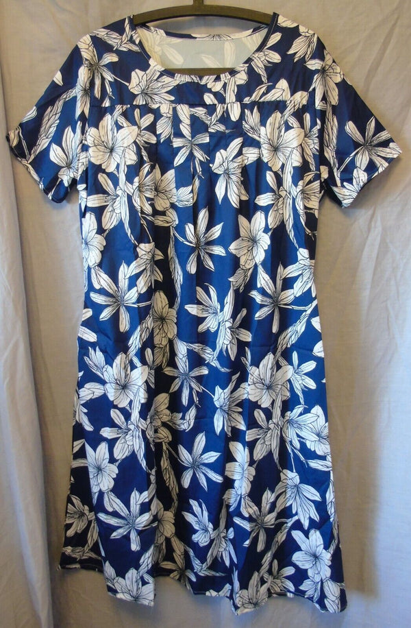 Blue Pleat Front Floral Chemise Nightie Size 16 XL Shein