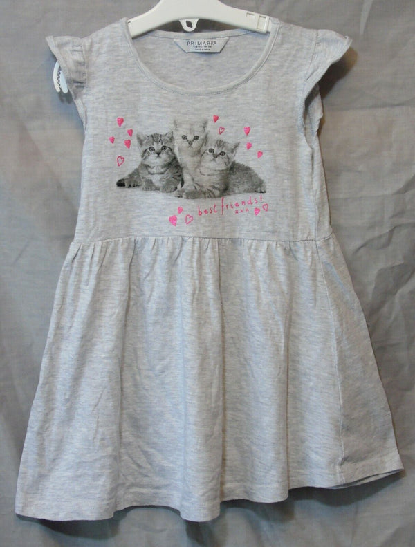 Grey Kitten Jersey Dress Age 5-6 Years Primark