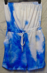 Blue Tie Dye Bandeau Playsuit Size 10 Shein